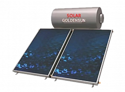 ΗΛΙΟΘΕΡΜA  HOT WATER - GOLDENSUN  Μια ολοκληρωμένη λύση ηλιακού συστήματος θέρμανσης νερού, η οποία περιλαμβάνει τη βάση στήριξης για επίπεδη στέγη, το κιτ αξεσουάρ, τον ηλιακό συλλέκτη και τη θερμοσιφωνική δεξαμενή, σε πολλές διαφορετικές διαστάσεις, εξασφαλίζοντας μέγιστη απόδοση, ανάλογα με τη χρήση του κάθε καταναλωτή.  Παρέχει 10ετή εγγύηση